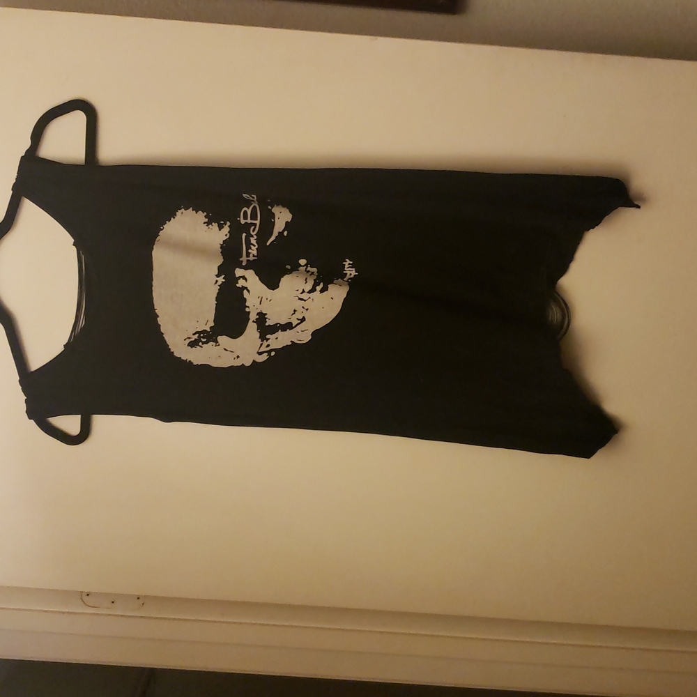 skull tank top with open back dangle fringe see photos